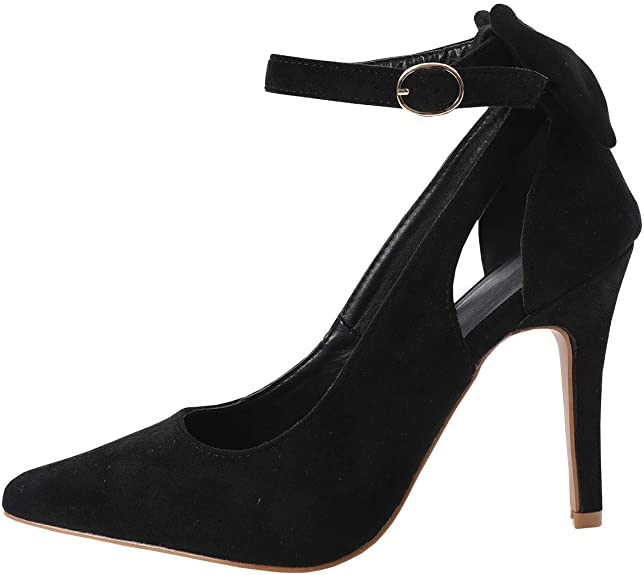 IMPERFECT Starting Rumors Faux Suede Ankle Strap Open Toe Heels (Black ·  NanaMacs